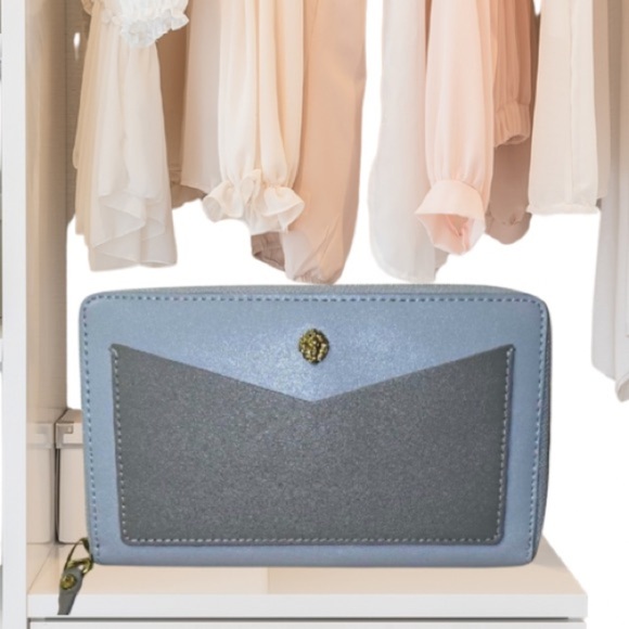Anne Klein Gray and Light Blue Wallet - Picture 1 of 11